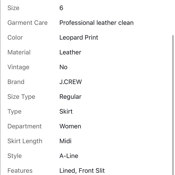 NWT J CREW Collection Calf Hair Leather Slight A Line  Skirt Sz 6 03983 RARE! - Picture 2 of 7